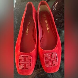 Tory Burch red suede flats